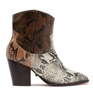 Schutz | Haven Leather Snakeskin Print Cowboy Boot